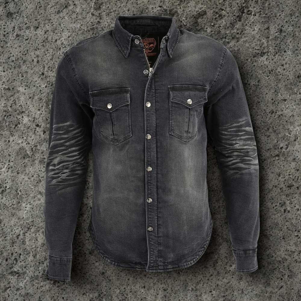 Milwaukee Leather MPM1620 Mens Flannel Biker Shirt with CE Approved Armor Sz 4XL